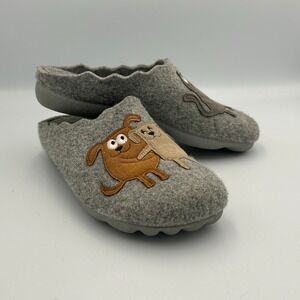 Flexus Wool Shoes Slippers Clogs Dogs Cats Gray Spring Step Womens 37 US 7 Felt